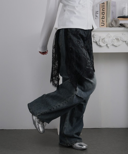 Ulysses(ユリシス)の「レースレイヤードアシメスカート(スカート・レディース・ホワイト/ブラック・F)」の10枚目の写真