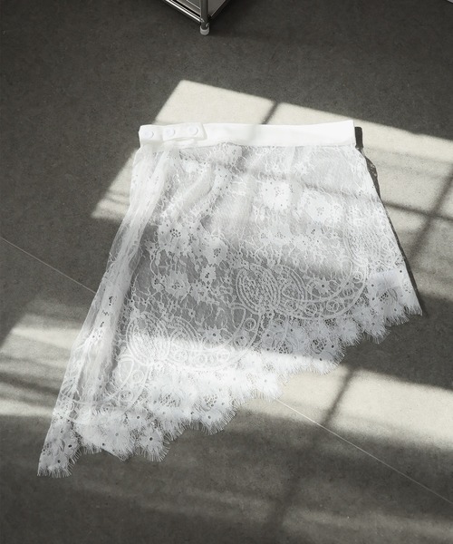 Ulysses(ユリシス)の「レースレイヤードアシメスカート(スカート・レディース・ホワイト/ブラック・F)」の8枚目の写真