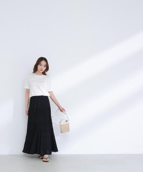 NATURAL BEAUTY BASIC（ナチュラルビューティーベーシック）の「◇メッセージロゴＴシャツ（Tシャツ/カットソー・レディース・オフホワイト/チャコールグレー/ベージュ・FREE）」の12枚目の写真