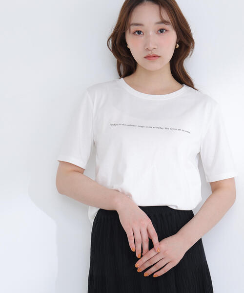 NATURAL BEAUTY BASIC（ナチュラルビューティーベーシック）の「◇メッセージロゴＴシャツ（Tシャツ/カットソー・レディース・オフホワイト/チャコールグレー/ベージュ・FREE）」の15枚目の写真