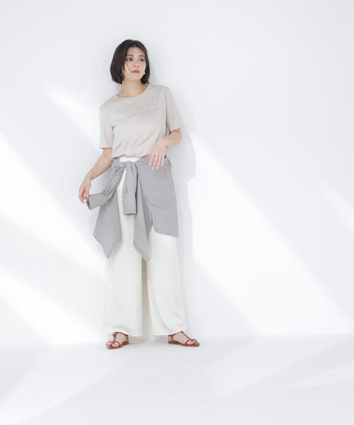 NATURAL BEAUTY BASIC（ナチュラルビューティーベーシック）の「◇メッセージロゴＴシャツ（Tシャツ/カットソー・レディース・オフホワイト/チャコールグレー/ベージュ・FREE）」の20枚目の写真