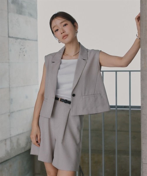 Petitjo(プッチージョ)の「小さいサイズ 麻調シリーズ ノースリーブジャケット 低身長さん・小柄女性(カバーオール・レディース・ブルー/グレー/ベージュ・PL/PM/PS/PSS)」の17枚目の写真
