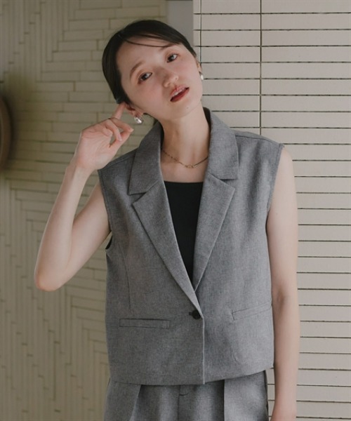 Petitjo(プッチージョ)の「小さいサイズ 麻調シリーズ ノースリーブジャケット 低身長さん・小柄女性(カバーオール・レディース・ブルー/グレー/ベージュ・PL/PM/PS/PSS)」の22枚目の写真