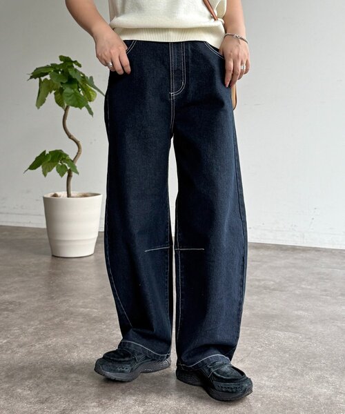 CPCM(シーピーシーエム)の「レースバレルデニム(デニムパンツ・レディース・ブルー/ネイビー/ブルー系その他・SMALL/MEDIUM)」の1枚目の写真