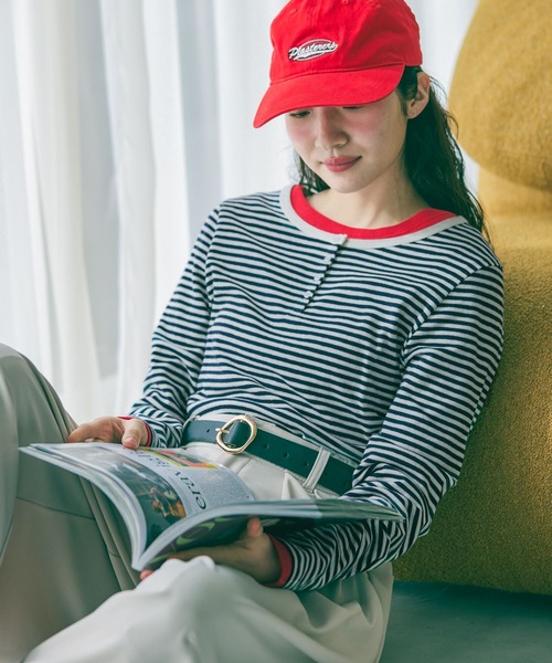 niko and...（ニコアンド）の「コットンヘンリーネックプルオーバー（Tシャツ/カットソー・レディース・レッド/ライトブルー/ネイビー・FREE）」の3枚目の写真