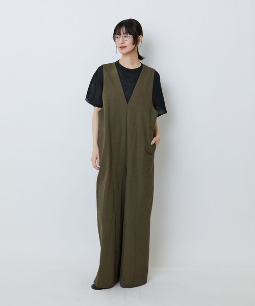 LOISIR(ロワズィール)の「【MTサイズ有り】グランジコットンポプリンオールインワン(サロペット/オーバーオール・レディース・ベージュ/ブラウン・M/MT)」の2枚目の写真