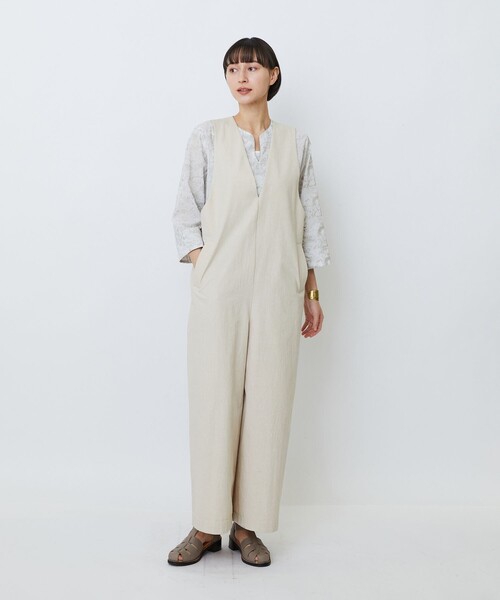 LOISIR(ロワズィール)の「【MTサイズ有り】グランジコットンポプリンオールインワン(サロペット/オーバーオール・レディース・ベージュ/ブラウン・M/MT)」の4枚目の写真