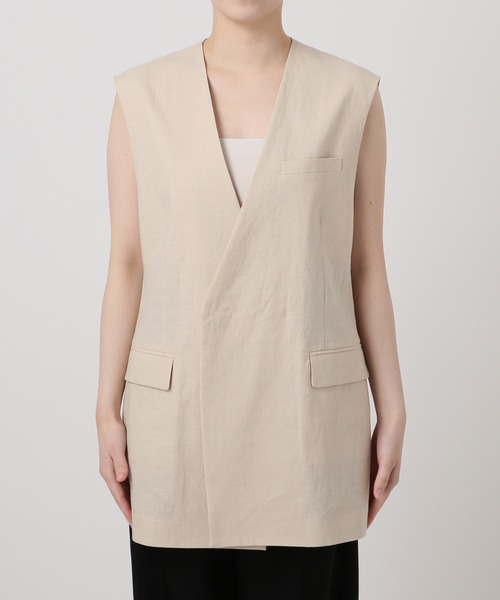 VERMEIL par iena（ヴェルメイユパーイエナ）の「Clean Linen ベスト（ベスト・レディース・ベージュ/キャメル・FREE）」の11枚目の写真