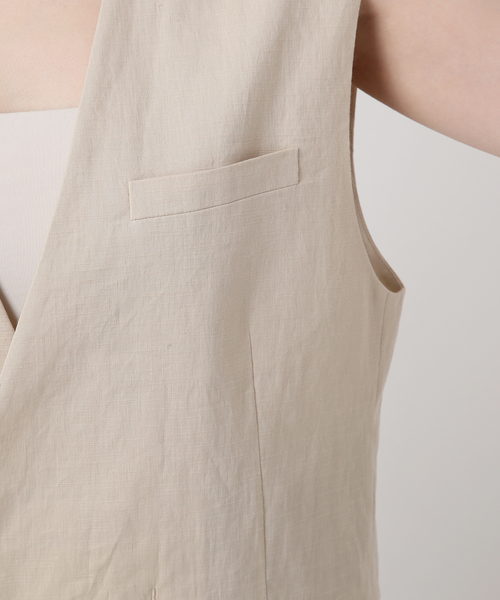 VERMEIL par iena（ヴェルメイユパーイエナ）の「Clean Linen ベスト（ベスト・レディース・ベージュ/キャメル・FREE）」の18枚目の写真