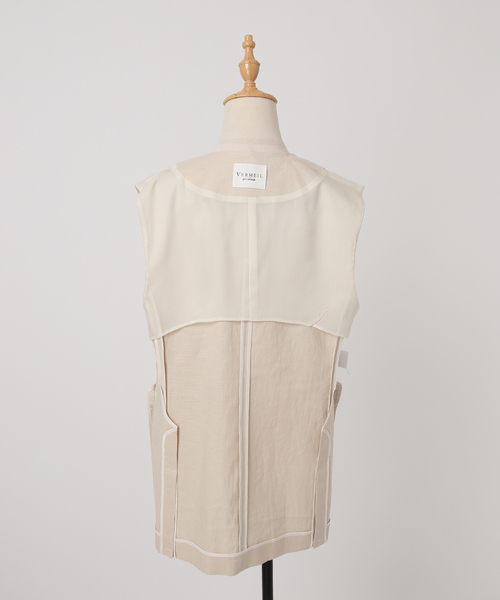 VERMEIL par iena（ヴェルメイユパーイエナ）の「Clean Linen ベスト（ベスト・レディース・ベージュ/キャメル・FREE）」の20枚目の写真
