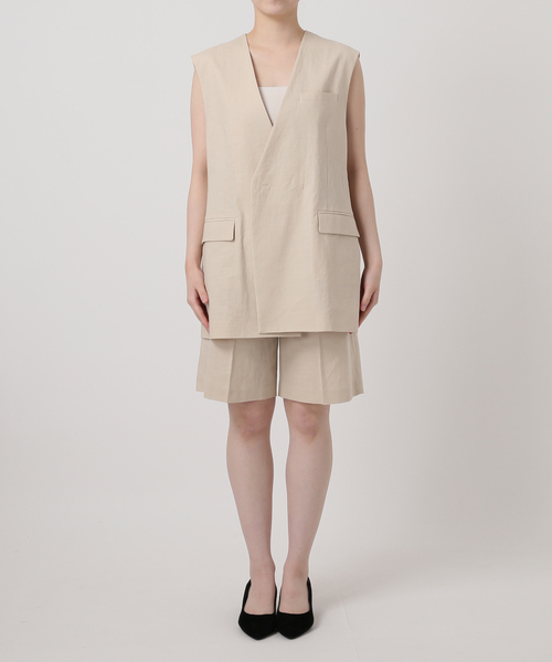 VERMEIL par iena（ヴェルメイユパーイエナ）の「Clean Linen ベスト（ベスト・レディース・ベージュ/キャメル・FREE）」の21枚目の写真