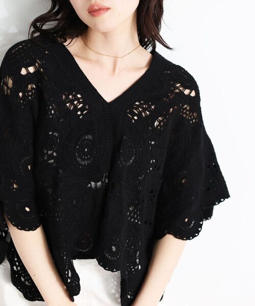 le.coeur blanc(ルクールブラン)の「TORRAZZO DONNAクロシェレースブラウス(シャツ/ブラウス・レディース・ブラック/アイボリー・38)」の5枚目の写真