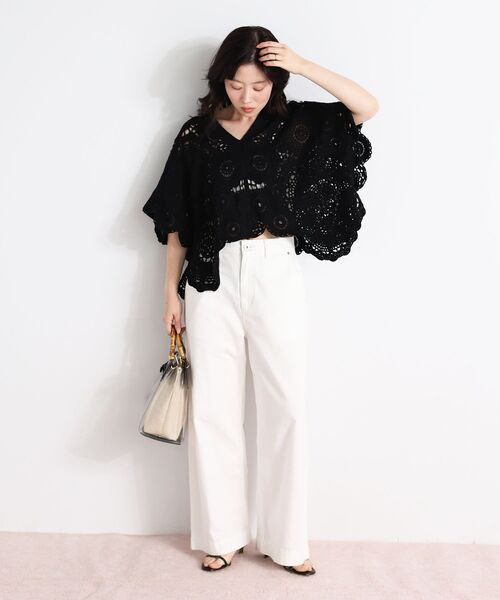 le.coeur blanc(ルクールブラン)の「TORRAZZO DONNAクロシェレースブラウス(シャツ/ブラウス・レディース・ブラック/アイボリー・38)」の8枚目の写真