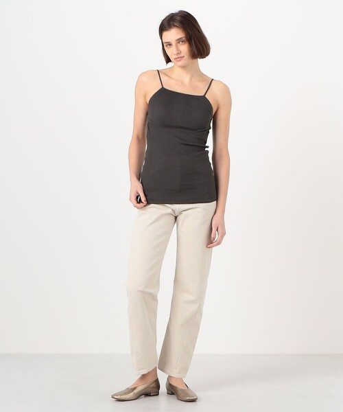 HAKUJI（ハクジ）の「HAKUJI ランダムリブ オープンバックキャミソール（キャミソール・レディース・チャコールグレー/ホワイト・FREE）」の3枚目の写真