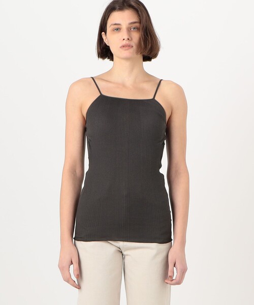 HAKUJI（ハクジ）の「HAKUJI ランダムリブ オープンバックキャミソール（キャミソール・レディース・チャコールグレー/ホワイト・FREE）」の4枚目の写真