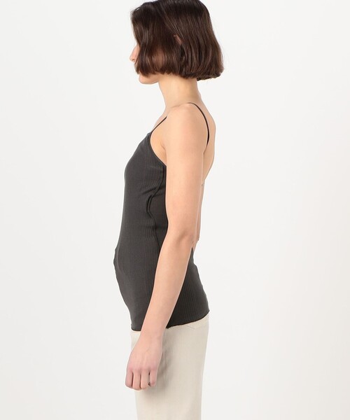 HAKUJI（ハクジ）の「HAKUJI ランダムリブ オープンバックキャミソール（キャミソール・レディース・チャコールグレー/ホワイト・FREE）」の5枚目の写真