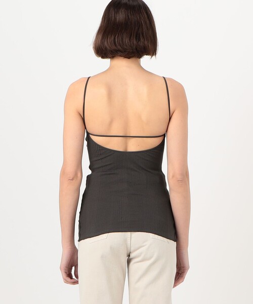HAKUJI（ハクジ）の「HAKUJI ランダムリブ オープンバックキャミソール（キャミソール・レディース・チャコールグレー/ホワイト・FREE）」の6枚目の写真