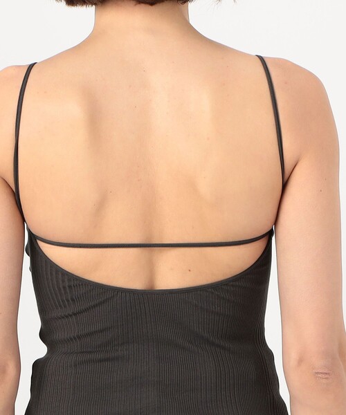 HAKUJI（ハクジ）の「HAKUJI ランダムリブ オープンバックキャミソール（キャミソール・レディース・チャコールグレー/ホワイト・FREE）」の8枚目の写真