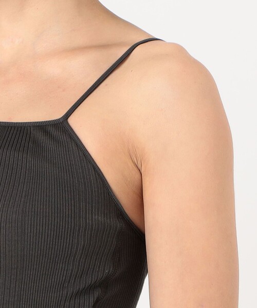 HAKUJI（ハクジ）の「HAKUJI ランダムリブ オープンバックキャミソール（キャミソール・レディース・チャコールグレー/ホワイト・FREE）」の9枚目の写真