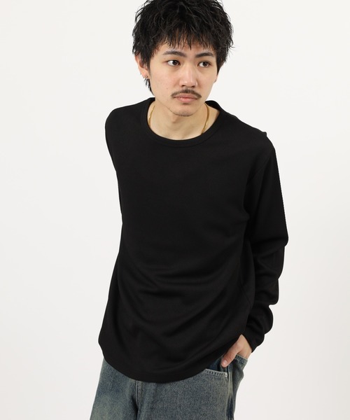 FUNALIVE(ファンアライブ)の「ATU 編み柄ジャカードクルー長袖Tee(Tシャツ/カットソー・メンズ・ブラウン/ライトグリーン/ホワイト・L/M)」の3枚目の写真