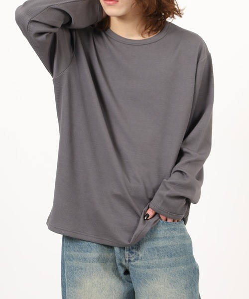 FUNALIVE(ファンアライブ)の「ATU 編み柄ジャカードクルー長袖Tee(Tシャツ/カットソー・メンズ・ブラウン/ライトグリーン/ホワイト・L/M)」の1枚目の写真