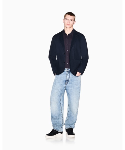 ARMANI EXCHANGE（アルマーニエクスチェンジ）の「【A|X アルマーニ エクスチェンジ】WE コットンツイル シングルブレストジャケット（テーラードジャケット・メンズ・オフホワイト/ダークネイビー・36/42/38/40/34inch）」の4枚目の写真