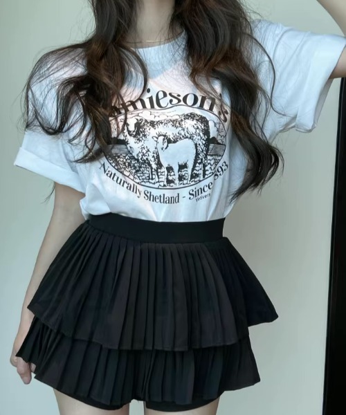 Teem Store(チームストア)の「カレッジロゴアニマルプリントオーバーサイズTシャツ(Tシャツ/カットソー・レディース・グリーン/ホワイト/ブラック/ワイン/ピンク・F)」の1枚目の写真