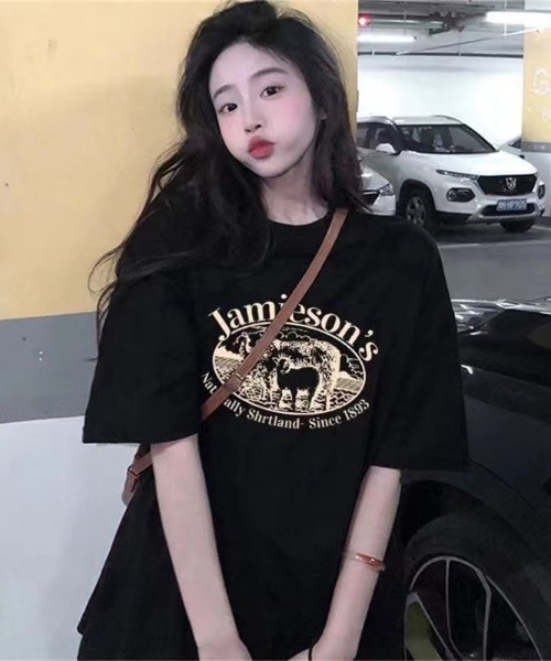 Teem Store(チームストア)の「カレッジロゴアニマルプリントオーバーサイズTシャツ(Tシャツ/カットソー・レディース・グリーン/ホワイト/ブラック/ワイン/ピンク・F)」の7枚目の写真