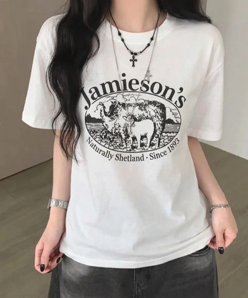 Teem Store(チームストア)の「カレッジロゴアニマルプリントオーバーサイズTシャツ(Tシャツ/カットソー・レディース・グリーン/ホワイト/ブラック/ワイン/ピンク・F)」の14枚目の写真