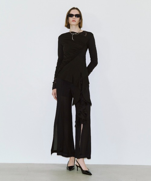 JOSE MOON（ジョゼムーン）の「LACE LONGSLEEVE TOP/レースロングスリーブトップス（Tシャツ/カットソー・レディース・ブラック/ホワイト・FREE）」の14枚目の写真