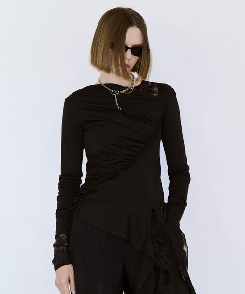 JOSE MOON（ジョゼムーン）の「LACE LONGSLEEVE TOP/レースロングスリーブトップス（Tシャツ/カットソー・レディース・ブラック/ホワイト・FREE）」の13枚目の写真