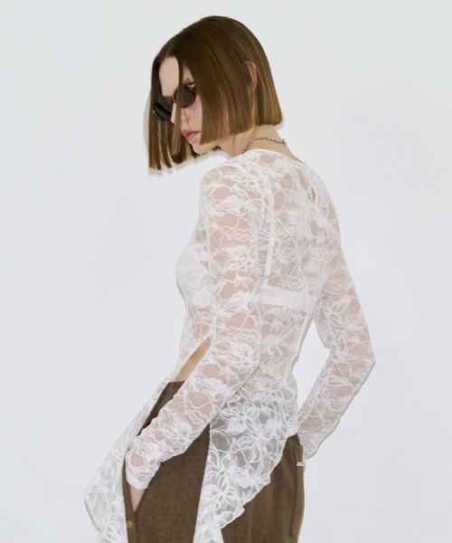 JOSE MOON（ジョゼムーン）の「LACE LONGSLEEVE TOP/レースロングスリーブトップス（Tシャツ/カットソー・レディース・ブラック/ホワイト・FREE）」の20枚目の写真