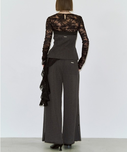 JOSE MOON（ジョゼムーン）の「LACE LONGSLEEVE TOP/レースロングスリーブトップス（Tシャツ/カットソー・レディース・ブラック/ホワイト・FREE）」の8枚目の写真