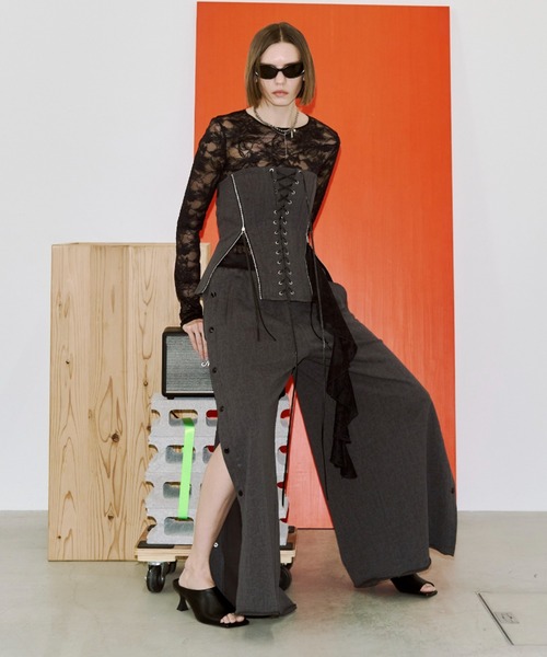 JOSE MOON（ジョゼムーン）の「LACE LONGSLEEVE TOP/レースロングスリーブトップス（Tシャツ/カットソー・レディース・ブラック/ホワイト・FREE）」の10枚目の写真