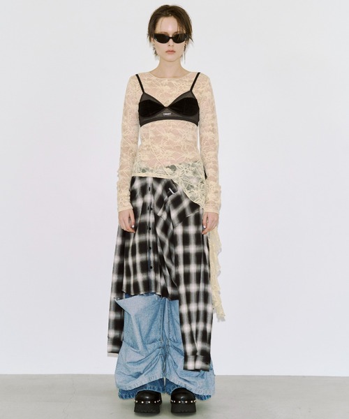 JOSE MOON（ジョゼムーン）の「LACE LONGSLEEVE TOP/レースロングスリーブトップス（Tシャツ/カットソー・レディース・ブラック/ホワイト・FREE）」の16枚目の写真