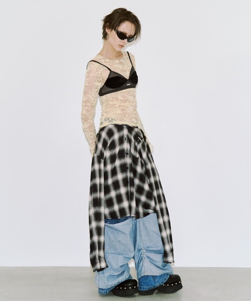 JOSE MOON（ジョゼムーン）の「LACE LONGSLEEVE TOP/レースロングスリーブトップス（Tシャツ/カットソー・レディース・ブラック/ホワイト・FREE）」の18枚目の写真