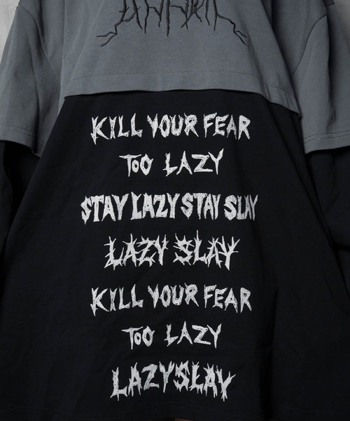 LAZYSLAY（レイジースレイ）の「レイヤープリントロンT（Tシャツ/カットソー・レディース・グレー/ブラック・FREE）」の9枚目の写真