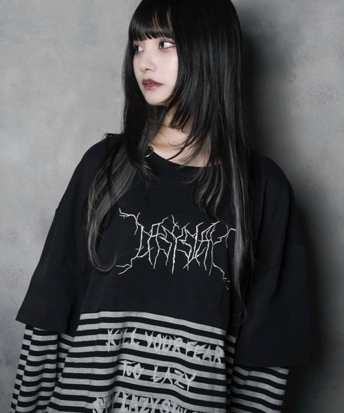 LAZYSLAY（レイジースレイ）の「レイヤープリントロンT（Tシャツ/カットソー・レディース・グレー/ブラック・FREE）」の14枚目の写真