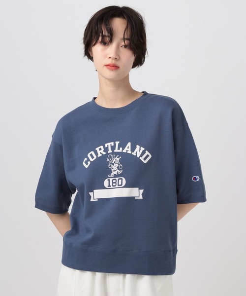 Champion(チャンピオン)の「【Champion(チャンピオン)】別注スウェット半袖Tシャツ(Tシャツ/カットソー・レディース・ナチュラル/ブラック/ライトグレー/ネイビー・FREE)」の4枚目の写真