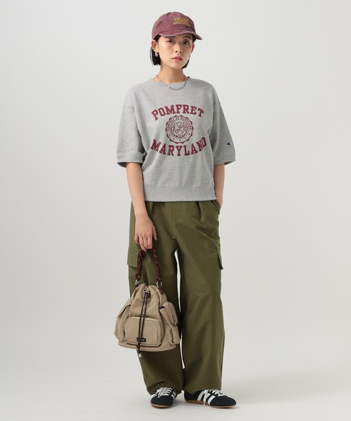 Champion(チャンピオン)の「【Champion(チャンピオン)】別注スウェット半袖Tシャツ(Tシャツ/カットソー・レディース・ナチュラル/ブラック/ライトグレー/ネイビー・FREE)」の6枚目の写真