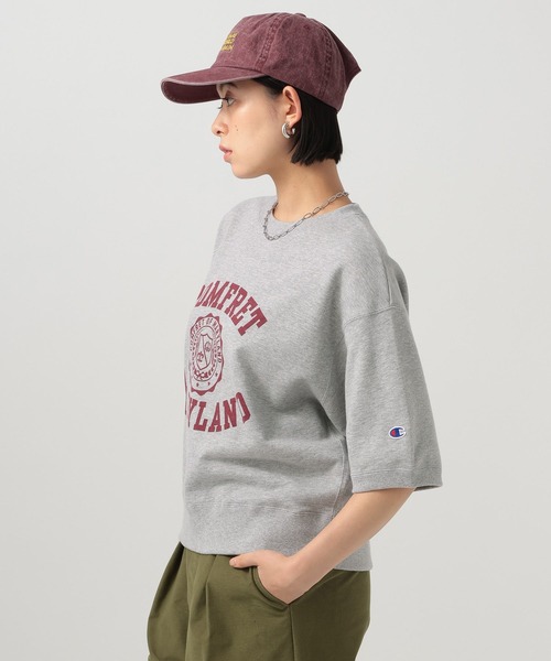 Champion(チャンピオン)の「【Champion(チャンピオン)】別注スウェット半袖Tシャツ(Tシャツ/カットソー・レディース・ナチュラル/ブラック/ライトグレー/ネイビー・FREE)」の8枚目の写真