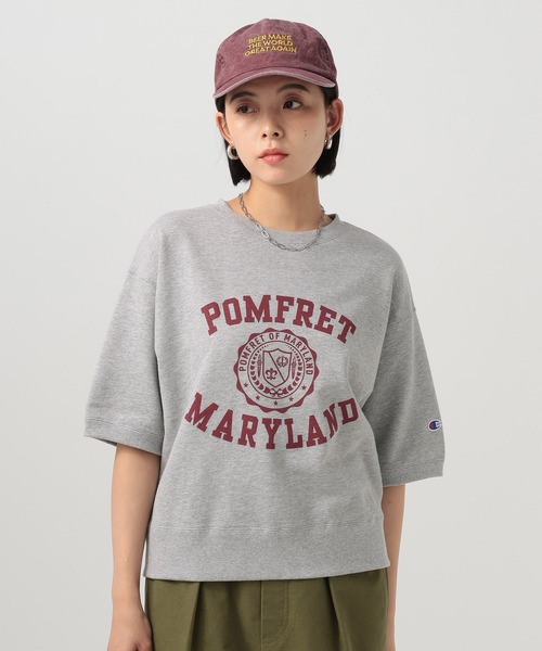 Champion(チャンピオン)の「【Champion(チャンピオン)】別注スウェット半袖Tシャツ(Tシャツ/カットソー・レディース・ナチュラル/ブラック/ライトグレー/ネイビー・FREE)」の9枚目の写真