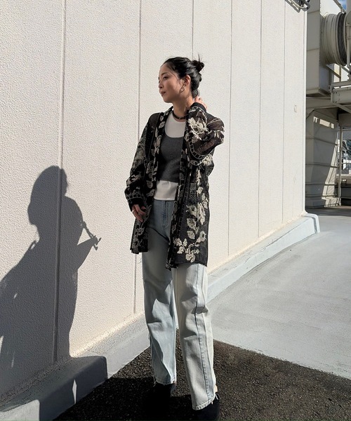 【Ameri】MEDI CROSS SHIRT ブラック MEDI CROSS STITCH LIKE SHIRT（シャツ/ブラウス）｜Ameri（アメリ）の