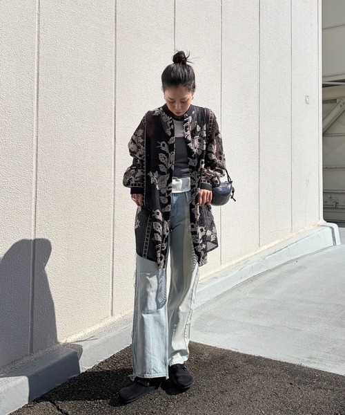 Ameri(アメリ)の「MEDI CROSS STITCH LIKE SHIRT(シャツ/ブラウス・レディース・ブルー/アイボリー/ブラック・FREE)」の17枚目の写真