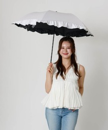 dazzlin | 【dazzlin(ダズリン)】無地アーチフリル晴雨兼用傘（折りたたみ傘）(折りたたみ傘)