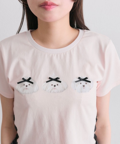 OLIVE des OLIVE(オリーブデオリーブ)の「Sastinable レースアップTシャツ(Tシャツ/カットソー・レディース・オフホワイト/ブラック/ピンク・FREE)」の7枚目の写真