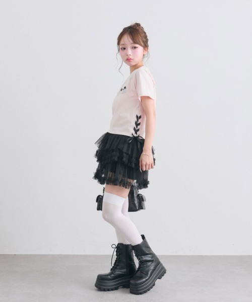 OLIVE des OLIVE(オリーブデオリーブ)の「Sastinable レースアップTシャツ(Tシャツ/カットソー・レディース・オフホワイト/ブラック/ピンク・FREE)」の17枚目の写真