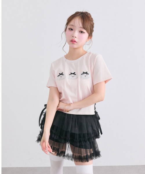 OLIVE des OLIVE(オリーブデオリーブ)の「Sastinable レースアップTシャツ(Tシャツ/カットソー・レディース・オフホワイト/ブラック/ピンク・FREE)」の16枚目の写真