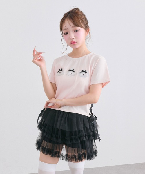 OLIVE des OLIVE(オリーブデオリーブ)の「Sastinable レースアップTシャツ(Tシャツ/カットソー・レディース・オフホワイト/ブラック/ピンク・FREE)」の15枚目の写真