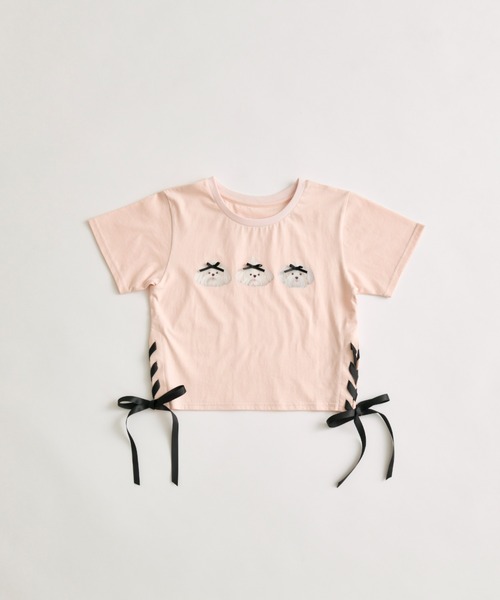 OLIVE des OLIVE(オリーブデオリーブ)の「Sastinable レースアップTシャツ(Tシャツ/カットソー・レディース・オフホワイト/ブラック/ピンク・FREE)」の13枚目の写真